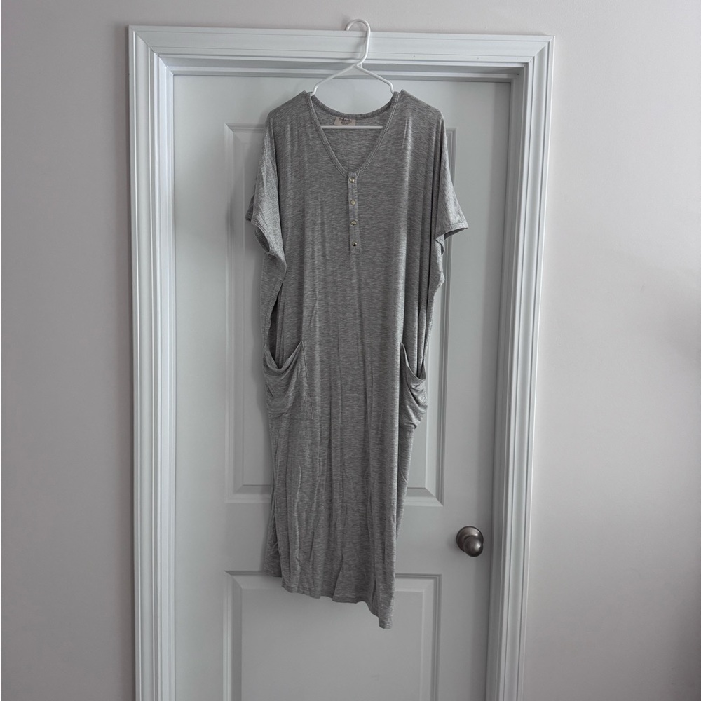 Dwell and Slumber Grey Cocoon House Dress for Maternity/Postpartum